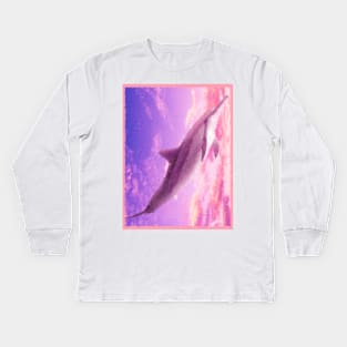 Dolphin in the sky painting Kids Long Sleeve T-Shirt